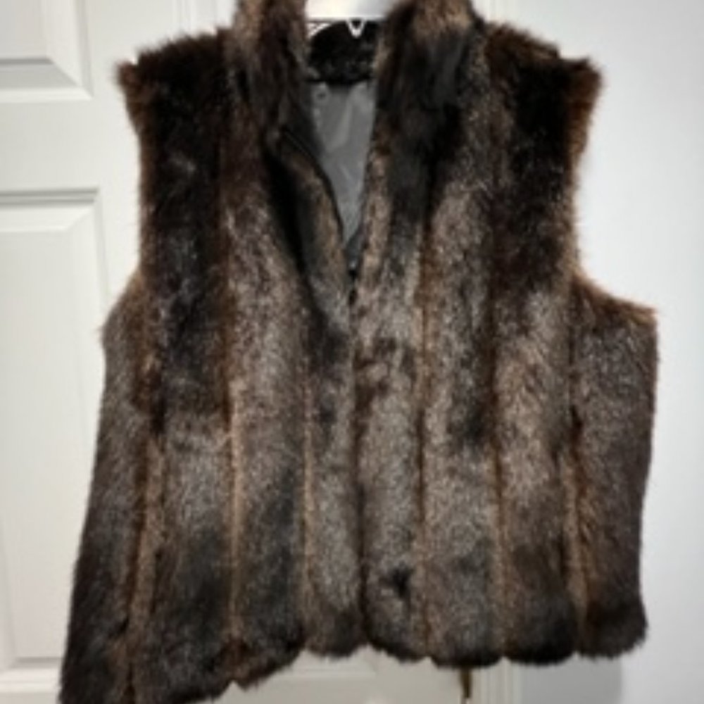 GLACCA Gallery Company Faux Fur XL reversable brown black Vest